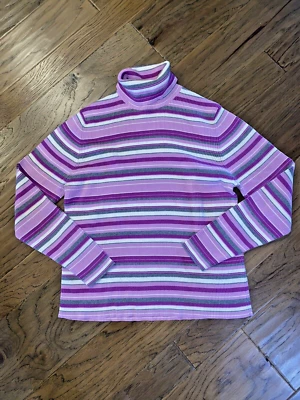 Suéter a Rayas Cuello Alto Rosa Hanna Andersson Damas Talla L Rosa Gris Marfil Foto 1 de 4