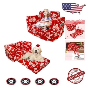 Easy-Clean 2-in-1 Kids Sofa Bed with Fun Pattern - Perfect for Boys & Girls - Picture 1 of 9