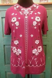 New Women's Embroidered Wine Burgandy Red NWT, Very Pretty Sz M/L - Picture 1 of 8