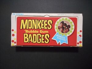 1967 MONKEES BADGES EMPTY CARD DISPLAY BOX DONRUSS (FEW KNOWN)