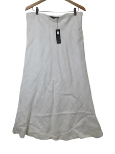 NWT Sz 12 Carole Little 100% Linen Maxi Skirt Off White Lagenlook Beachy Coastal - Picture 1 of 15