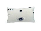 Zapotec Rectangle  Hand Woven Natural Black White Sheep Wool Pillow Cover