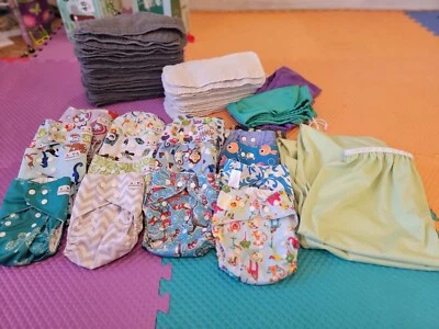 Pocket Cloth Diapers with Inserts, Water Diaper & Diaper Bags Bundle - Image 1 of 4