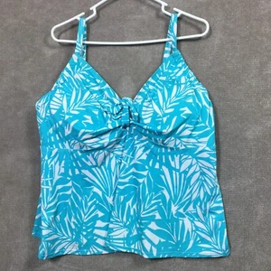 Costumi da bagno per tutti i tankini top donna 24 verde acqua tutto tropicale cravatta davanti ferretto - Foto 1 di 14