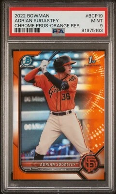 2022 Bowman Chrome Prospects Adrian Sugastey 1st Orange Refractor /25 PSA 9 - Image 1 of 2