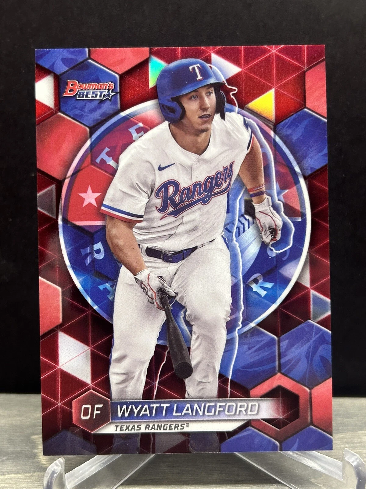 Wyatt Langford 2023 Bowmans Best Red Refractor SSP #/10 1st 🔥 Rangers Top Pick