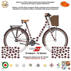 Kit adesivi vinile telaio bicicletta strada mtb stelle rossonere sticker bike - Picture 1 of 2
