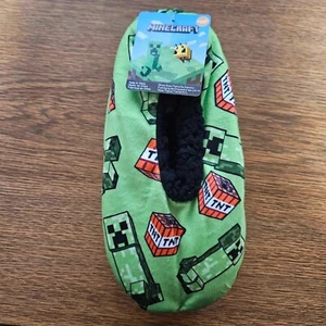 Calcetines deportivos verdes Minecraft para niños Zapatillas difusas niño talla M/L - 13-4 con agarre - Imagen 1 de 4