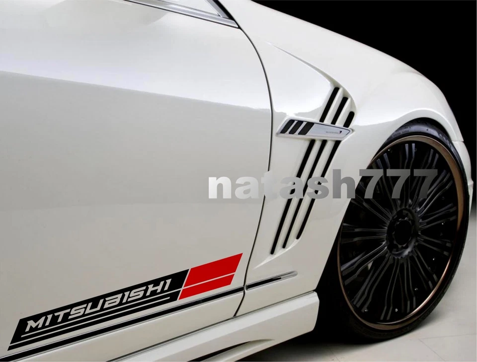 MITSUBISHI Sport Racing Performance Car Vinyl Decal Sticker Emblem logo 2pcs - Image 1 of 1