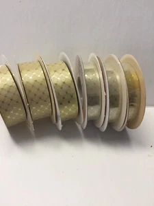 6 Bolts Of WFR Vintage Gold Ribbon, Each Has 20 Yds. 3-1” Wide and 3- 3/8” Wide - Picture 1 of 8