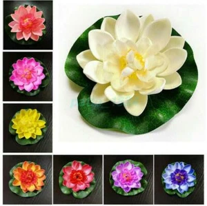 1/10PCS Artificial-Lotus Water Lily Floating Flower Garden Pool Pond Plant Decor - Picture 1 of 14