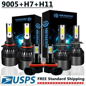 For Mazda CX-7 2007-2010 2011 2012 9005 H7 LED Headlight Fog Light Combo 6 Bulbs - Picture 1 of 12