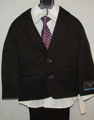 NUEVO CONJUNTO DE TRAJE DE 4 PIEZAS DOCKERS NIÑOS PEQUEÑOS NEGRO CON CORBATA A RAYAS TALLA 2T Foto 1 de 3