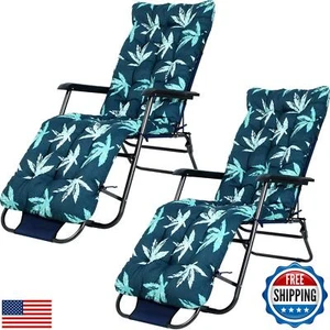Huwena 2 Pcs Outdoor Lounge Chair Cushions 67 x 21 Inch Patio Lawn Lounger Cu - Picture 1 of 5