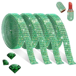 4 Rolls Rhinestone Ribbon RollDeep Green AB Crystal Rhinestone Ribbon with 2 ... - Picture 1 of 7