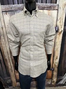 Loro Piana Long Sleeve Off Brown & Blue Windowpane Dress Shirt Size XL - Picture 1 of 10