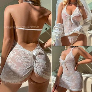 US Women Sexy Lingerie Babydoll Lace Bride Wedding Dress Role Play Night Costume - Picture 1 of 14