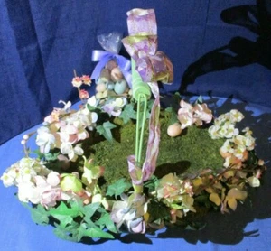 Valerie Parr Hill Moss-Lined Easter/Spring Basket w/Faux Flowers & Small Eggs - Picture 1 of 12