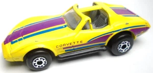 1979 MATCHBOX CHEVY CORVETTE T-TOP YELLOW 1:64 DIECAST 3" CAR WITH PURPLE & BLUE - Picture 1 of 6