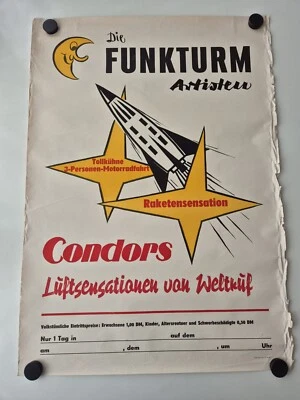 Plakat Zirkus Circus Die Weißen Condors Funkturm Berlin Rakete 1960 Original DDR - Bild 1 von 4