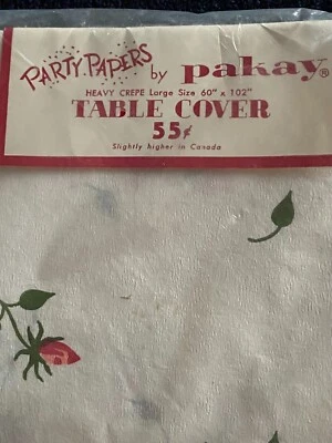 Cubierta de mesa vintage de papel rosa 60"X102" papel de fiesta de Pakay NOS Foto 1 de 4