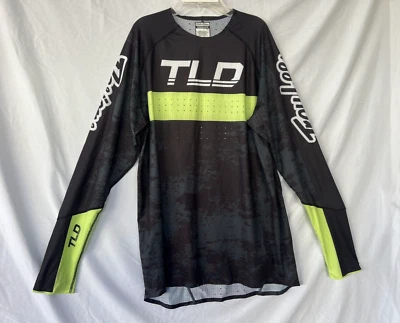 Camiseta deportiva para bicicleta Troy Lee Designs TLD Sprint Ultra negra/verde brillante cierre medio Foto 1 de 4