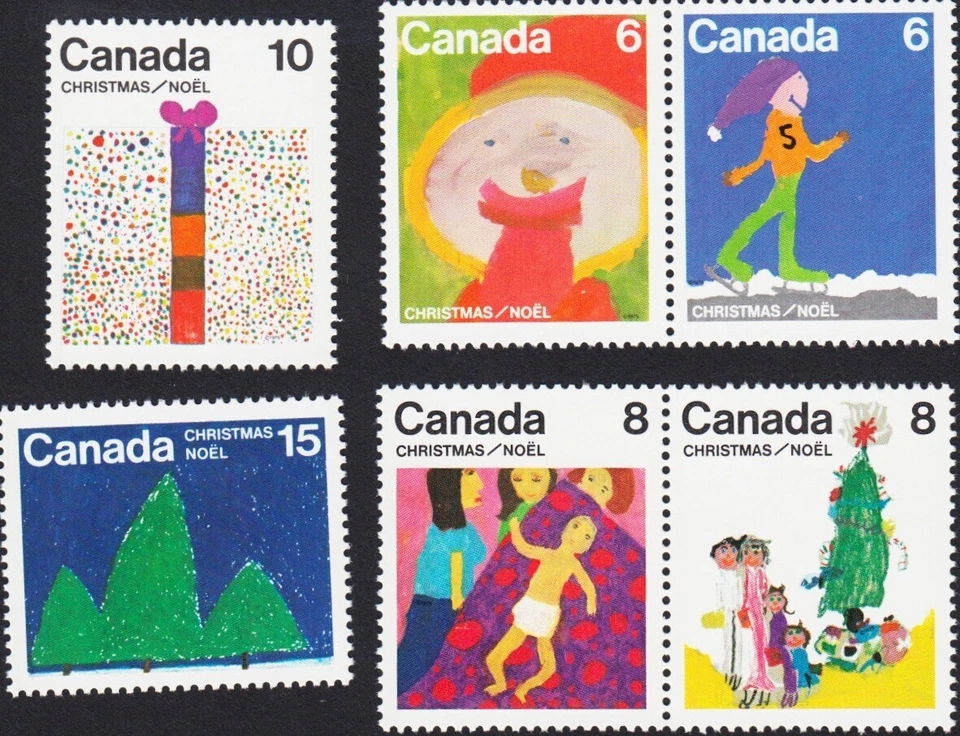 Arte de Navidad por niños en edad escolar ** Canadá 1975 #674-679 MNH conjunto de 6 sellos Foto 1 de 1