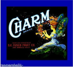 Los Angeles Charm Fairy Orange Citrus Fruit Crate Label Art Print - Picture 1 of 1