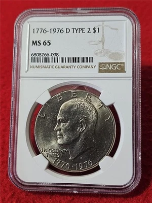 1776-1976-D TIPO 2 dólar Eisenhower. NGC MS 65 NÃO CIRCULADO #MF-T6044 - Imagem 1 de 2