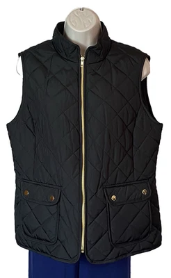 St. John's Bay Puffer Vest Size M Medium Black Quilted Coastal - Image 1 of 4