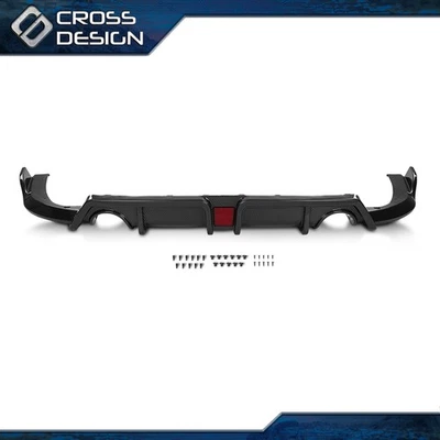 Fits 16-21 Honda Civic Carbon Fiber Style Rear Lip Diffuser Body Kit Led Light - Image 1 of 4