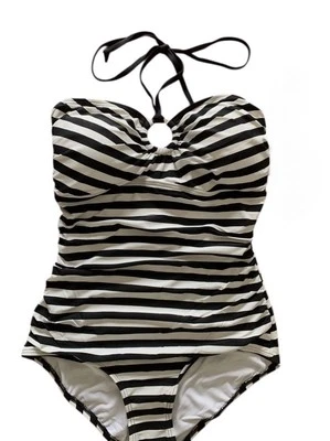 Traje de baño Michael Michael Kors rayas verdes para mujer talla 10 una pieza de natación Foto 1 de 4