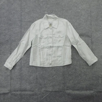 Tommy Bahama Jacket Womens Small White Two Palms Shimmer Linen Button Front - Image 1 of 4