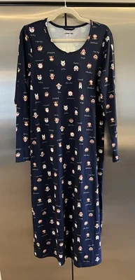 Camisón Lands End Mujer M Alto Algodón Supima Estampado Perro Azul Marino Vacaciones Foto 1 de 4