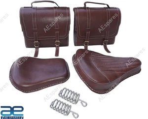 Brown Leather Saddle Bag Front Rear Seat For Royal Enfield Classic C5 500cc EFI - Picture 1 of 12
