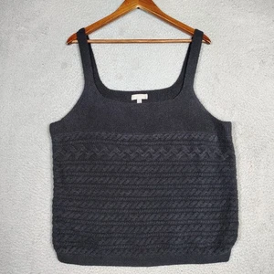 J.Crew Tank Top Women's 3X Blue Merino Wool Blend Cable Knit Sleeveless Sweater - Picture 1 of 8