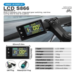 E-Bike Electric Bicycle 24V-60V S866 LCD Display Power Speed Meter Contol Panel - Picture 1 of 8