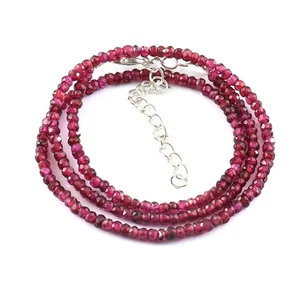 Natural Red Garnet Gemstone Necklace, Gifted Christmas Jewelry 16 inches - Picture 1 of 3