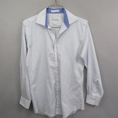 Camisa abotonada Jhane Barnes para hombre S 15 32/33 azul calce ajustado sin planchar Foto 1 de 4