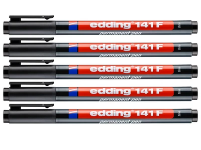 5 x Edding 141 F OHP-Marker Folienschreiber schwarz permanent 0,6 mm 141F-001 - Bild 1 von 4