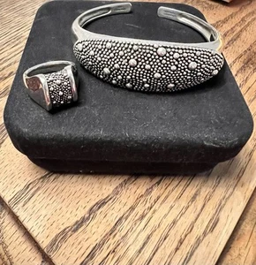 Michael Dawkins 925 D S "Starry Night" Hinged Bracelet 7 in & Ring 7 Excellent - Picture 1 of 17