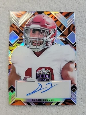 Slade Bolden 2022 Leaf Metal Draft Football Prismatic Tiger Portrait Auto 5/5 - Image 1 of 2