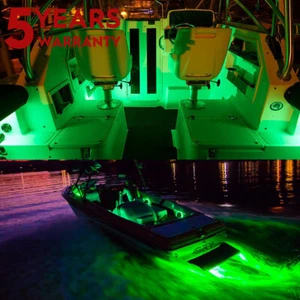 Green LED Boat Light Deck Waterproof Bow Trailer Navigation Lights Strip Marine - Picture 1 of 16
