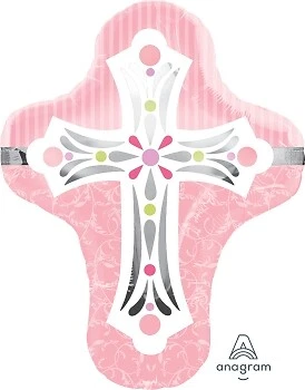 洗礼粉红色十字架,洗礼 28 英寸/71 厘米 #25023 — 第 1/1 张图片
