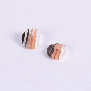 Resin Buttons 14mm x 14mm - Earthtone Striped Pattern - Shank - Acrylic Button ( - Picture 1 of 12