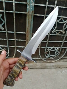 COLTELLO BOWIE REPLICA FORGIATO A MANO 5160 MOLLA ACCIAIO" COLTELLO DA CACCIA 13,5" - Foto 1 di 7