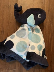 Carter’s Whale Sicherheitsdecke Lovey Navy Blau Aqua Polka Dots 14 Zoll Baby Plüsch - Bild 1 von 5