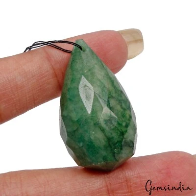 Gema briolette corte gota pera esmeralda brasileña natural certificada 82,70 quilates Foto 1 de 4