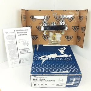 T&S B-1100 Series Workboard Faucet B-1110-LN Deck Mount 4" Centers NO Nozzle - Picture 1 of 17