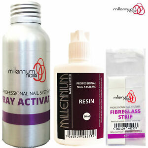 Millennium Nails Professional FIBREGLASS Kit Activator Spray Resin & Wrap